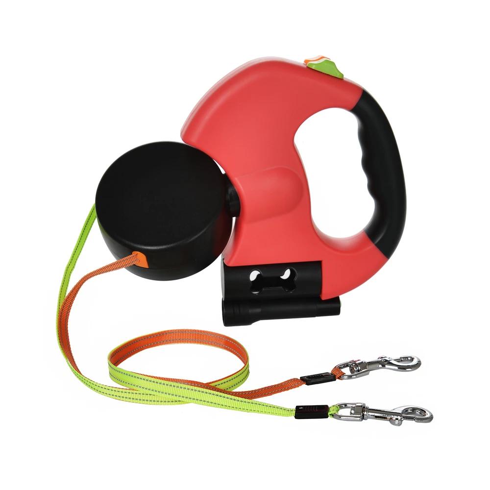 Pet Leash Automatic 360 Swivel No Tangle Rope 2 Dog For Small Dogs Outdoor Multifunctional Puppy Lead With Lights Waste Bag Box