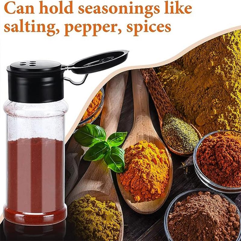 10Pcs Kitchen Salt Pepper Shakers 60/100ml Plastic Empty Seasoning Storage Bottle+
