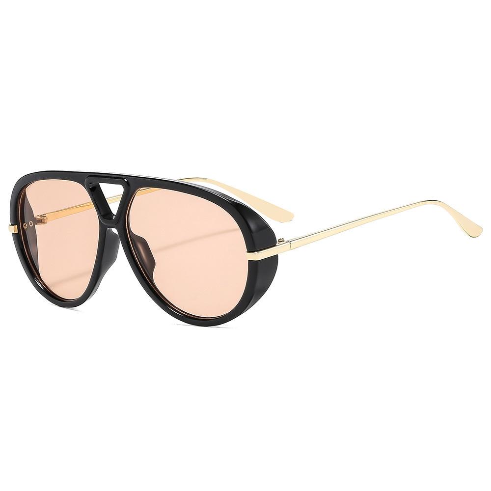 Retro Oversized Oval Leopard Gradient Women Sunglasses Double Beam Punk Style Fashion Luxury Large Frame Men Sun Glasses UV400