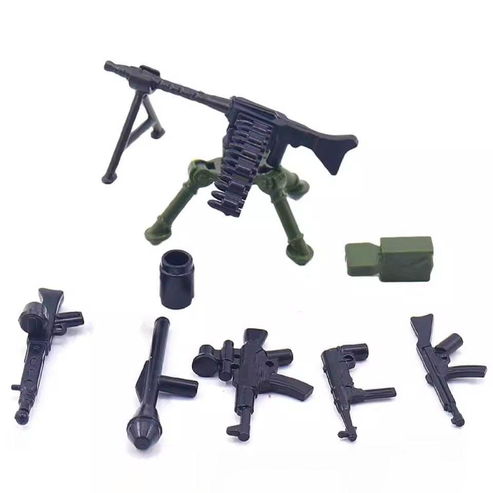 MOC WW2 Militärpistole Kanone Bausteine Schwere Waffen Kriegsszene Soldaten Armee Figuren Zubehör Waffen Steine Spielzeug