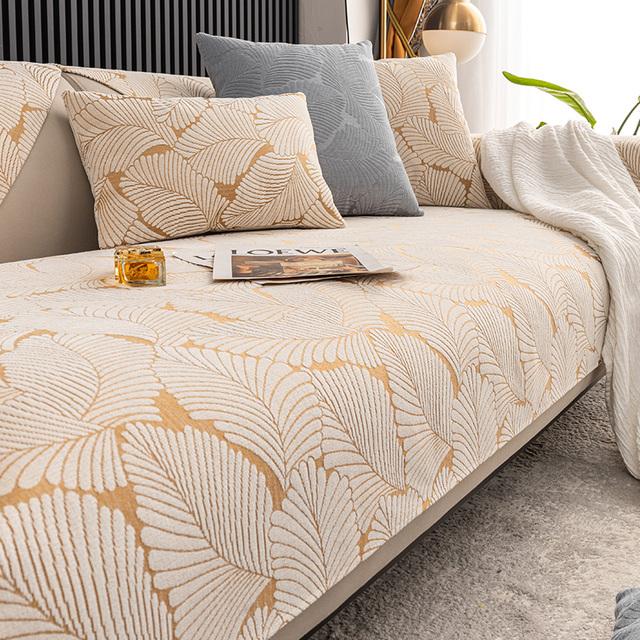 Chenille Fabric Sofa Cover Cat Pets Kids Couch Mat Solid Color Sectional Sofa Slipcovers Non Slip Washable Sofa Mat Living Room