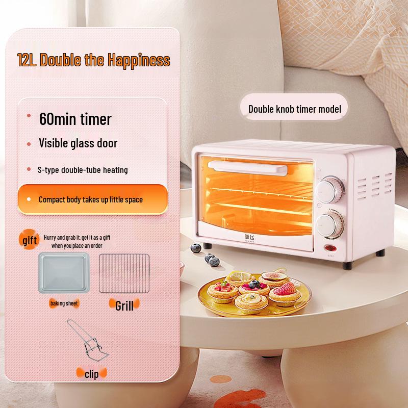 Xiaobeizhu 12L Multifunktions-Elektro-Mini-Ofen - Automatisches Backen, Kuchen und Dampfgaren