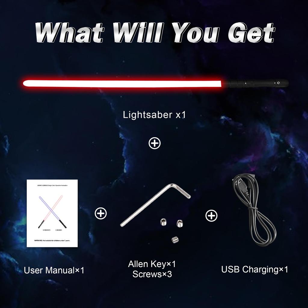 YDD Jedi Sith Lichtschwert mit Aluminium 16 Farben LED Lichtschwert für Intensive für Erwachsene Griff RGB Griff, Ändert, Kämpfe, (Schwarze Klinge)