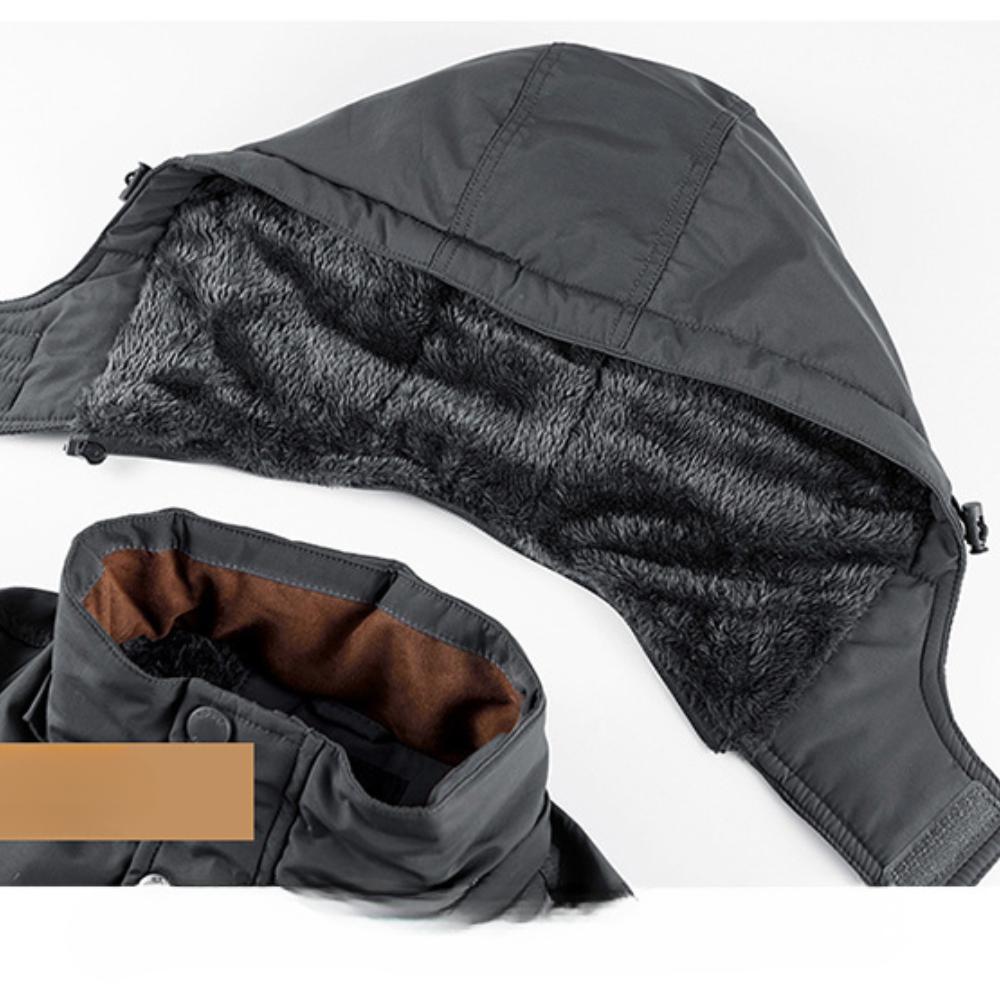 Herren Winterjacke mit Kapuze, dicker Parka-Mantel mit Fleece-Futter und mehreren Taschen