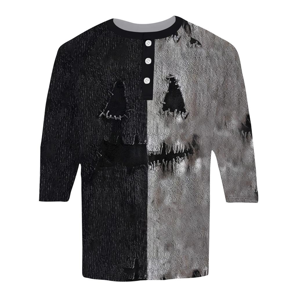 Men's Halloween Printed  Collar Three-Quarter Sleeve