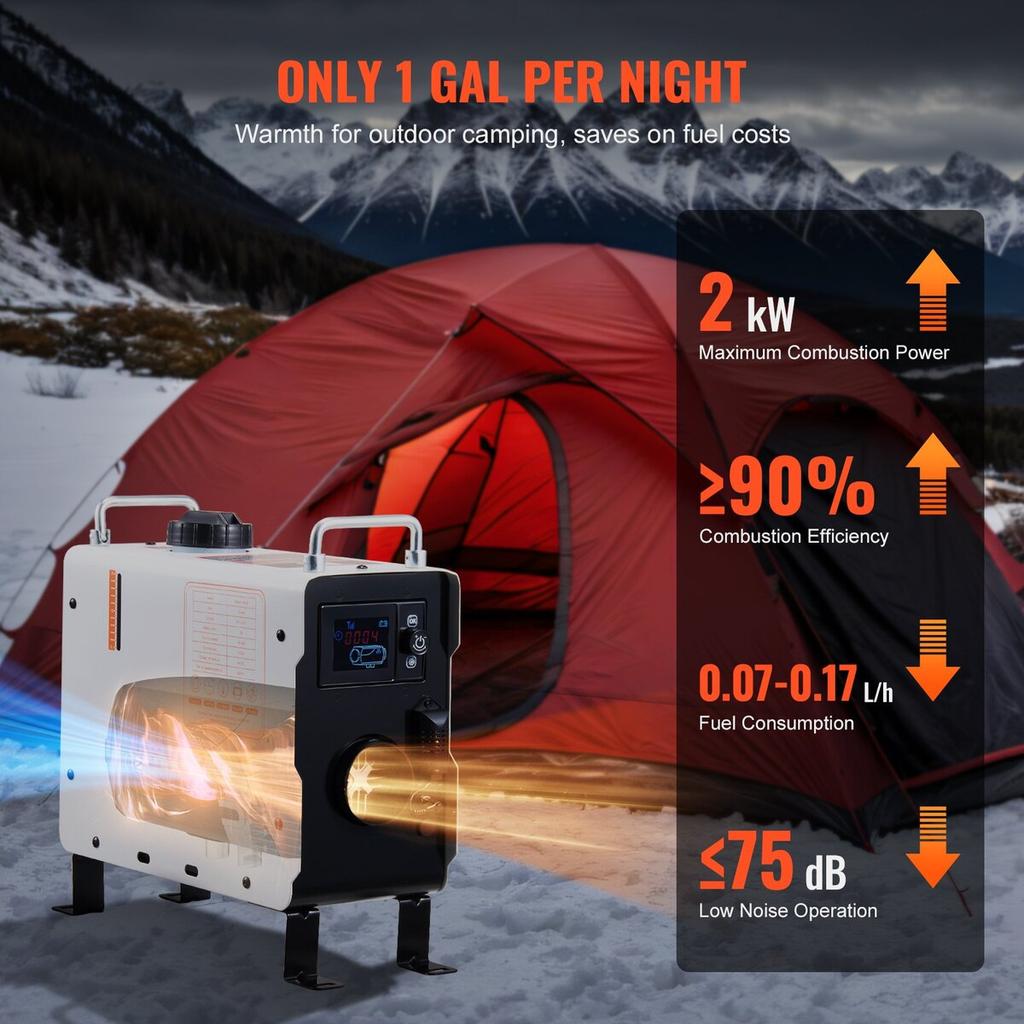 Riscaldatore d'aria diesel 12V/24V 2KW Controllo remoto tramite APP Bluetooth per esterni