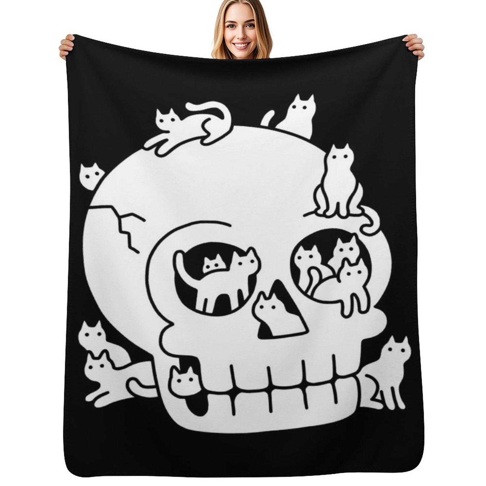 

Skull is Full of Cats Doodle Throw Blanket No Pilling Soft Warm Blanket for Bed 102x76cm(40x30in)