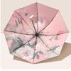 APLO Automatic Pink Peony Black Glue UV Protection Travel Umbrella