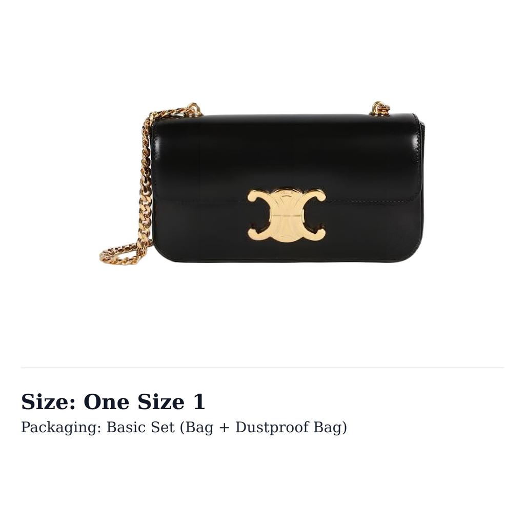 Celine Claude Shiny Calfskin Crossbody Bag, Shoulder Bag Regular Women's Black 115203BF4-38NO