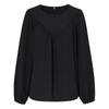 Women Autumn Solid Color Round Neck Pullover Loose Long Sleeve T Shirt Top