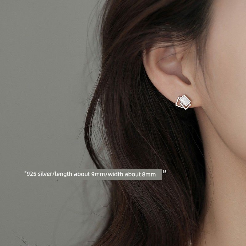 

[Xiangnan] 999 Sterling Silver Geometric Ear Studs New Arrival 2025 Hot-Selling Earrings Light Luxury Minority Fancy Female Earrings 925 silver geometric stud earrings (two price)