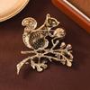 Rhinestone Studded Pearl Vintage Squirrel Pin Gold Squirrel Animal Lapel Pins  New Year Gifts