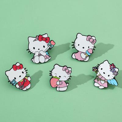 Cute Soft Cute Kt Cat Brooch Sanrio Metal Badge Cute Cat Alloy Oil Drip Accessory Pin