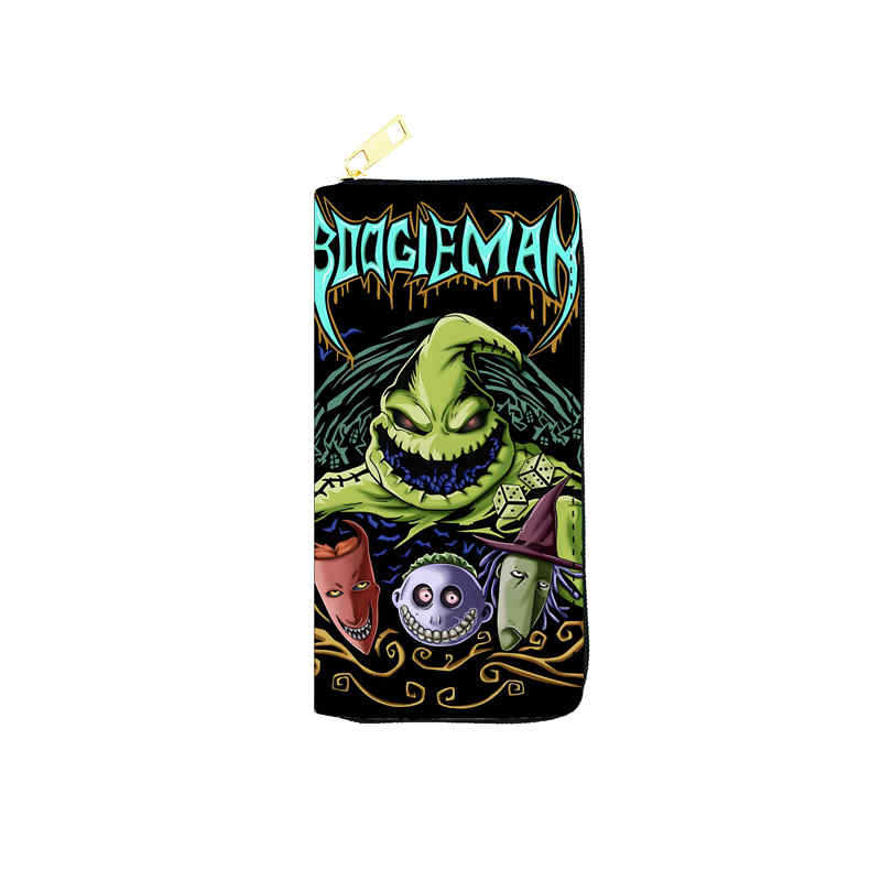 Portefeuille Long à Fermeture Éclair en PU Nightmare Before Christmas pour Femmes Sac Pochette à Fermeture Éclair Unique Trousse de Maquillage Impression Jack Skellington 6 pièces