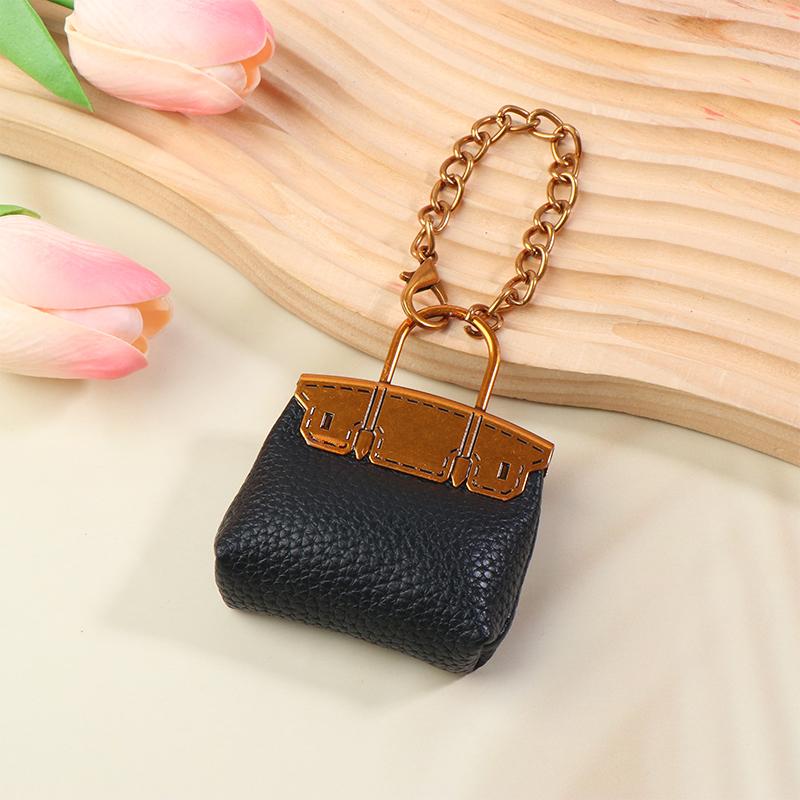 Fashion Pu Small Bag Keychain Simple Keyring Women Bag Charm Handbag Hanging Pendant Diy Accessories Girl Gifts