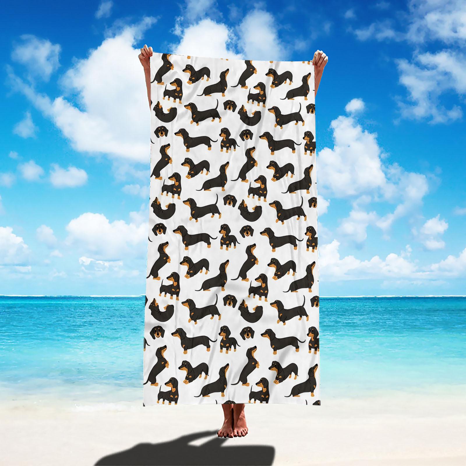 

Dachshund Puppy Pattern Microfiber Towel, Lightweight Hand Wash for Yoga Travel Beach W40*H60(CM)