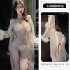 French Sexy Lace Perspective Bandage Plush Three-point Gauze Long Sleeve Maxi Dress Summer New Beach Cute Outfits For Women ZSKL