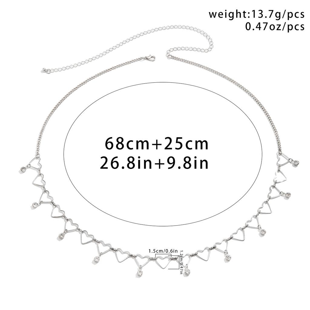 Sexy Vintage Belly Heart Chain Body Chain Crystal Pendant Waist Chain Beads Belt Streetwear Summer Women Fashion Body Zircon
