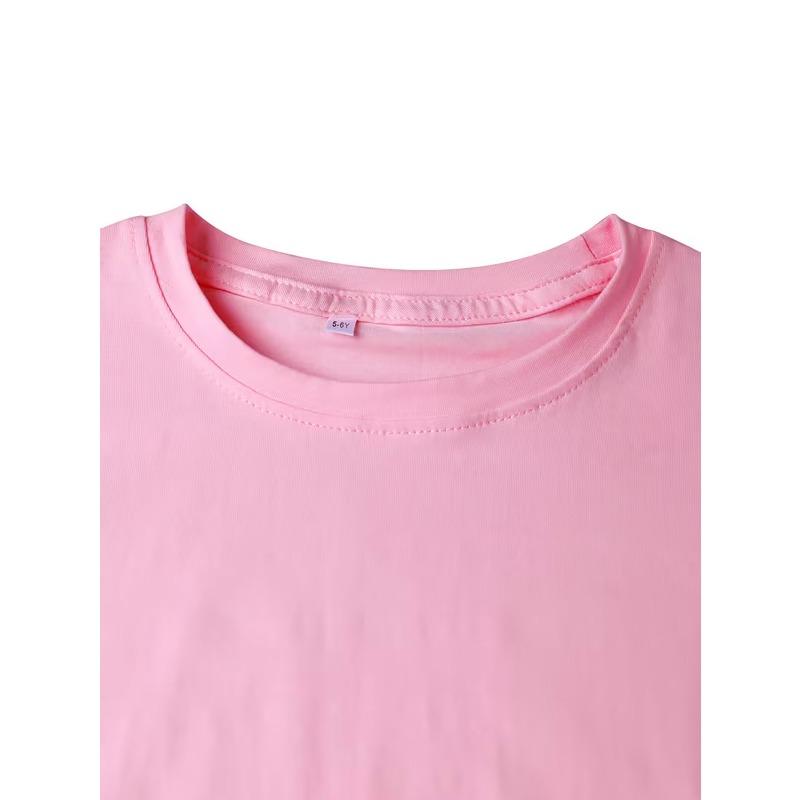 European sizes Girls' Short Sleeve T-Shirt, Birthday Girl Mermaid Letter Pattern Print, Fashionable Comfortable Top