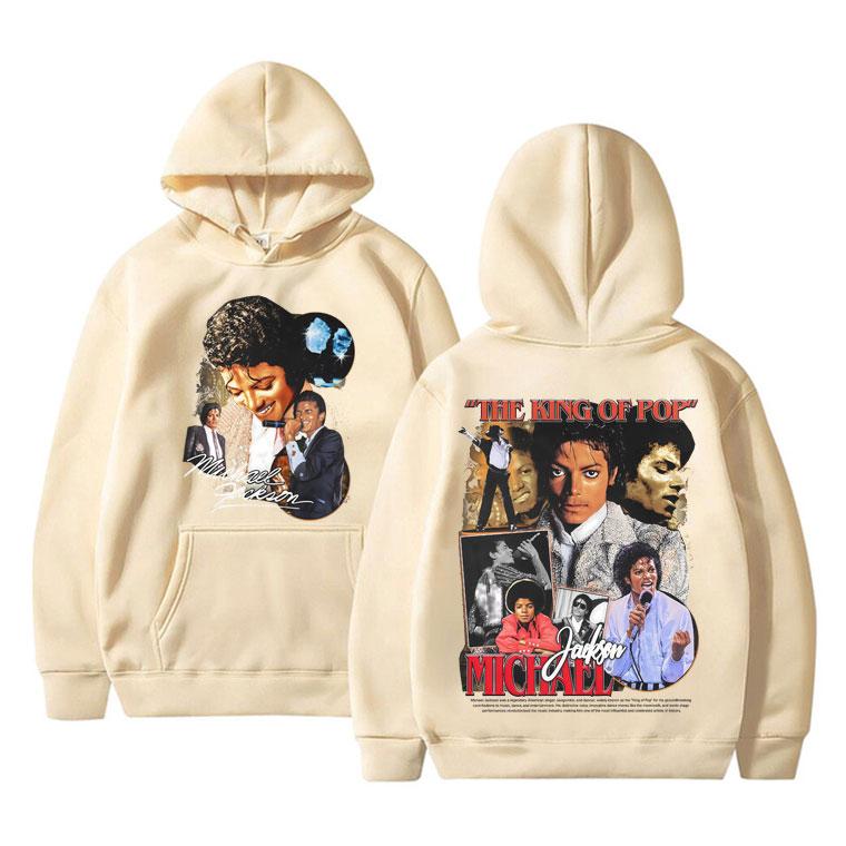 Classic Michajackson King Of Pop Double Sided Print Hoodie Men Vintage Gothic Rock Sweatshirt Man Casual Oversized Streetwear