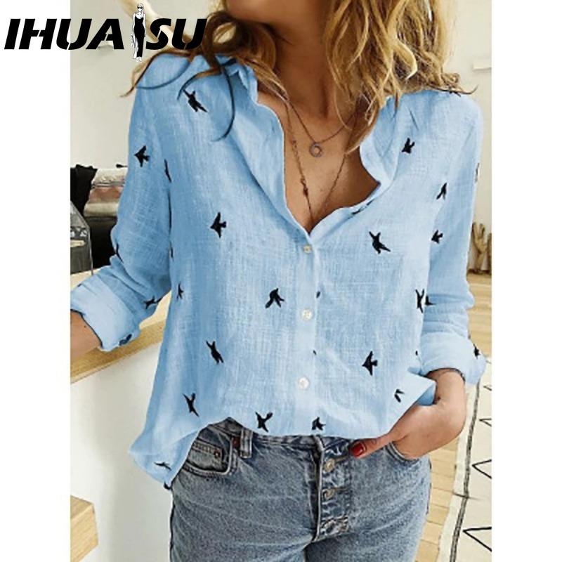 

IHUASU Women s Fashion Casual Spring Autumn Long Sleeve POLO Neck Blouses & Shirts XXXXXL жовтий