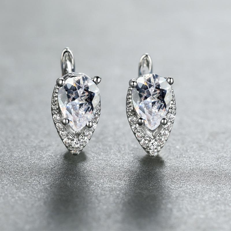 New drop-shaped emerald zircon plated champagne gold ear buckle wedding earrings women's jewelry