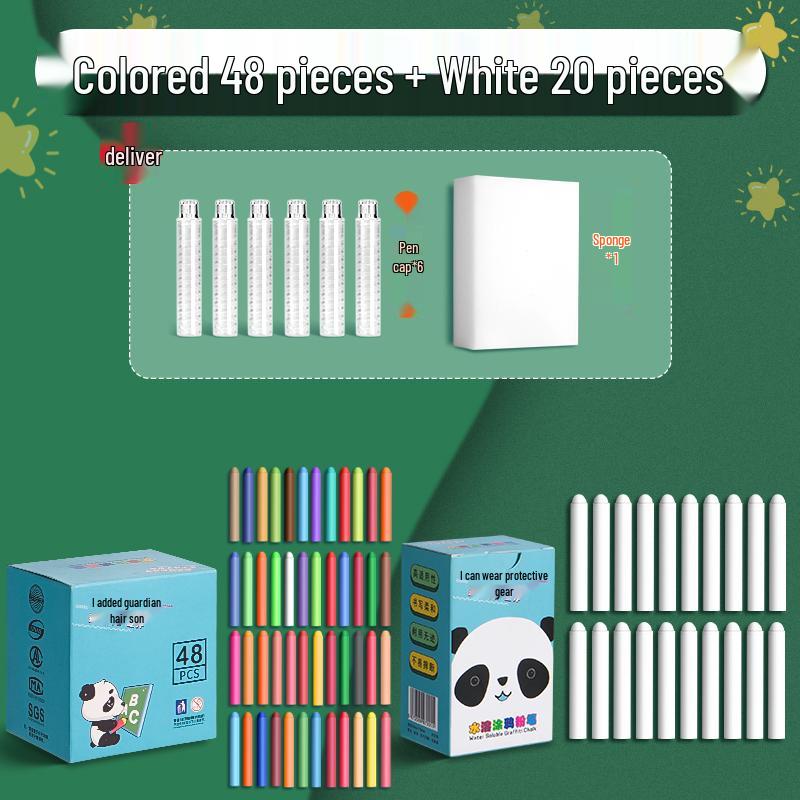 Water-Soluble Dust-Free Chalk for Teachers & Students - Reveals Color When Wet - Ideal for Blackboard Writing & Drawing