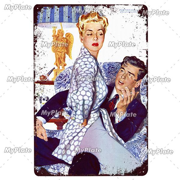 Beauty Woman Metal Sign Bar Pub Decor Plaque Metal Vintage Crafts Home Decor Painting Plaques Art Pinup Poster