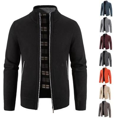 Autumn Winter Warm Cardigan Men Fleece Sweaters Full Zip Jackets Slim Fit Luxury Knitted Sweater Coat