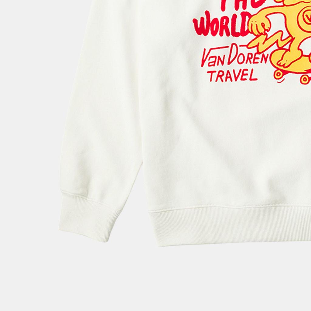 Vans Cartoon Print Loose Fit Crew Neck Long Sleeve Sweatshirt Kids tops Oatmeal VN000KJ4FS8