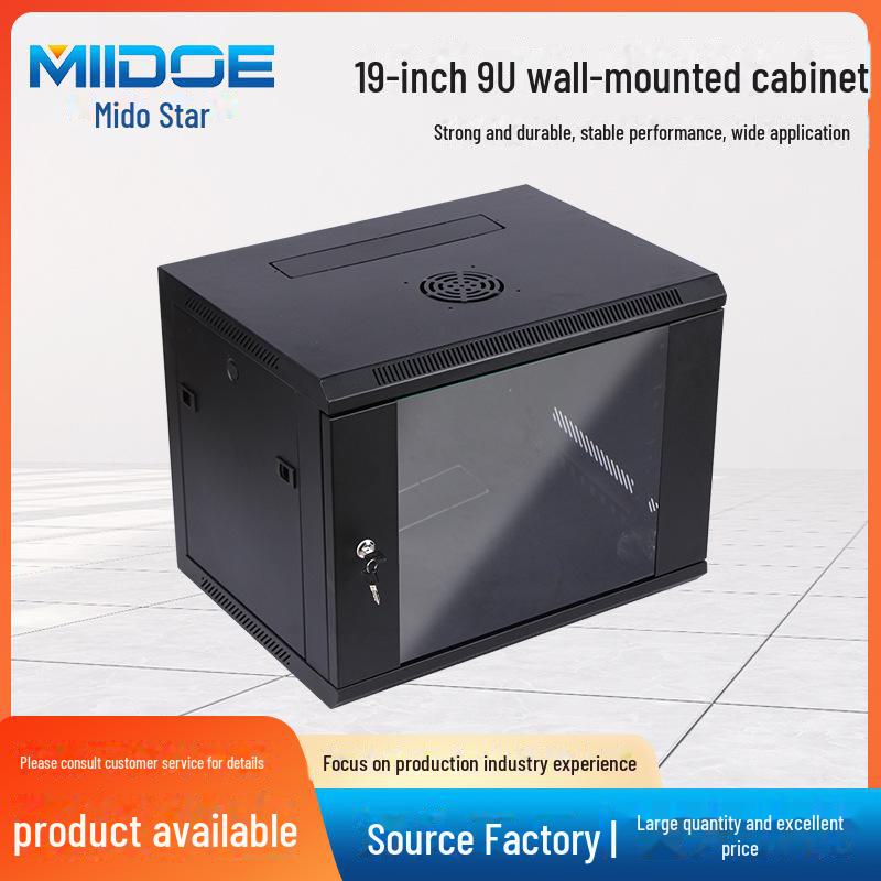 "19-inch 9U Wall-Mounted Detachable Network Cabinet for Monitoring Rooms"