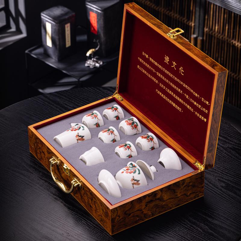 New Ceramics Suet Jade Porcelain High-end Gift Box Tea Set Business Enterprise Company Wine Industry Gifts