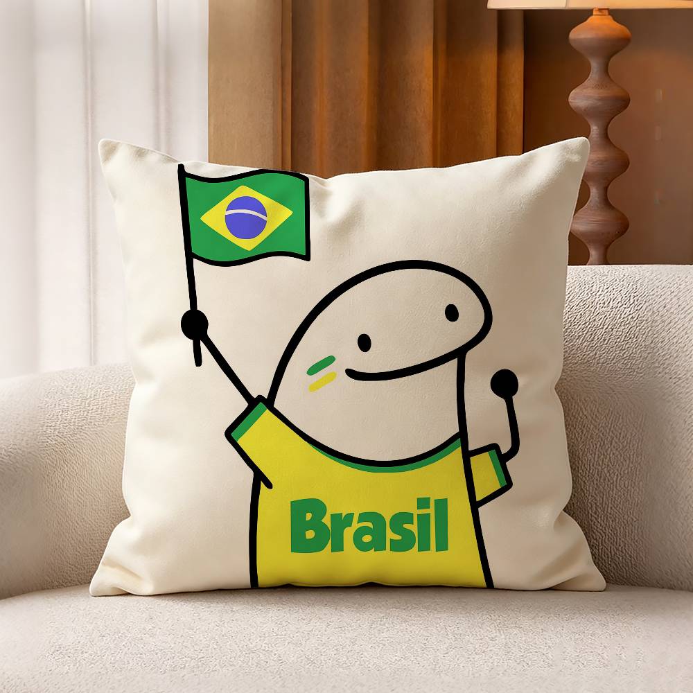 BBrazil FFlag Cotton Linen Square Pillow Covers Home Decor Gifts
