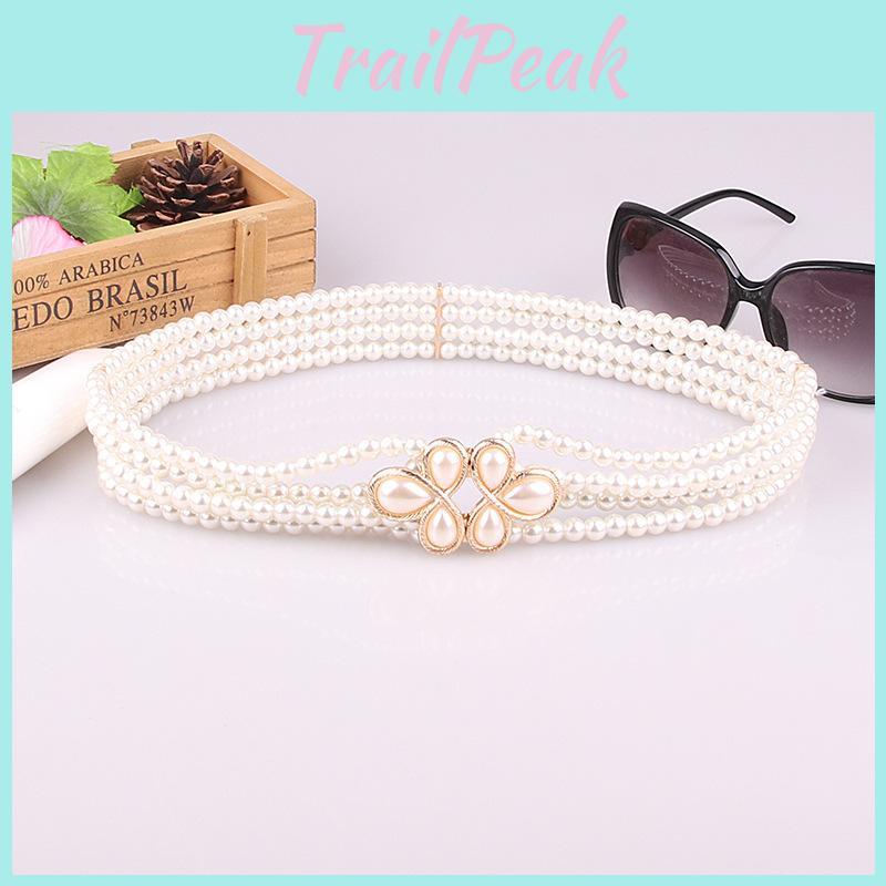 Pearl Flower Belt With Alloy Buckle For Womens Fashion And Dress Decor