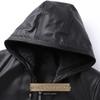 Men's Hooded Genuine Leather Zipper Jacket