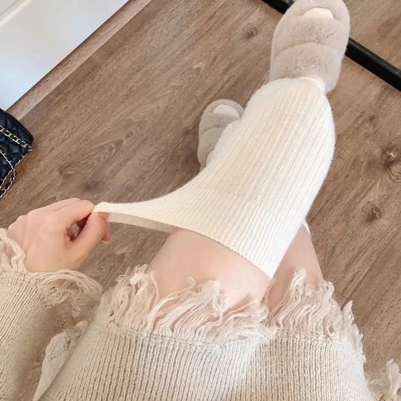 Calze da Donna Retrò Nuova Moda Autunno Casual Monocolore Stile Giapponese Calze Calde per Donna Morbide Invernali Al Ginocchio Lunghe