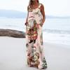 Women's Christmas Print Solid Wide Leg Strapless Tank Pocket Casual Onesie