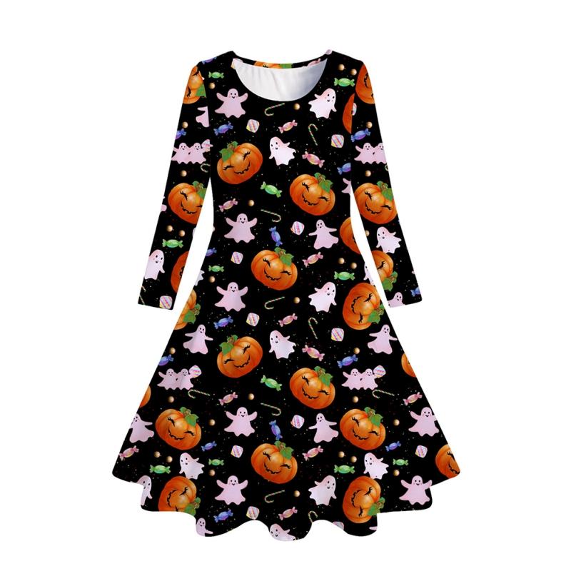 4-12 Jahre Kinder Mädchen Winter Langarm Kleid Halloween Kleid