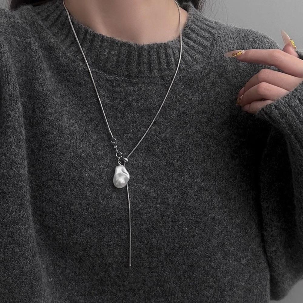 Long Chain Decorative Necklace Stainless Steel Clothing Pendant  Women Jewelry