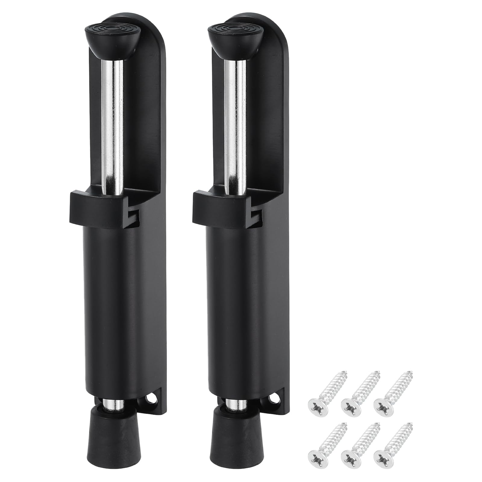 

uxcell 2-Pack Kickdown Door Stop, Spring-Loaded Telescopic Door Stop, Adjustable Door Lock Holder for Ground Distance, 45mm/1.77 Inch, Black