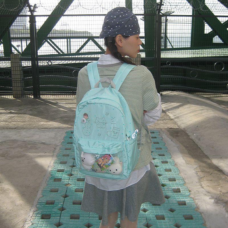 

3egiz Original Cartoon Backpack Cute Polka Dot Snack Pain Layer Backpack Backpack for Junior and Senior High School Students Large Capacity Green Bubble (Pain Layer Edition)