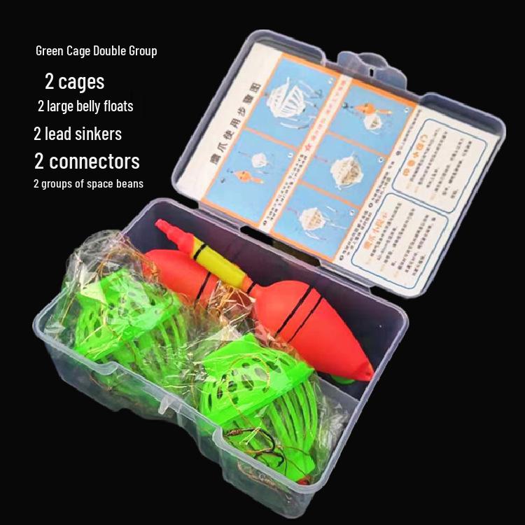 Luminous Bighead & Silver Carp Fishing Rig with Double Hook and Anti-Tangle Bait Cage