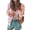 Women Casual Zipper Jacket Outerwear Coat Tops Retro Floral Print