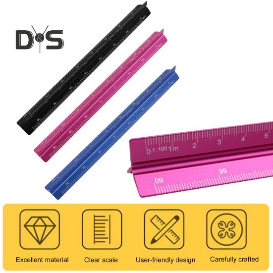 Aluminum Alloy Engineering Scale Ruler High Precision Triangular Architectural Drafting Tool Scale Bar Drafting Supplies