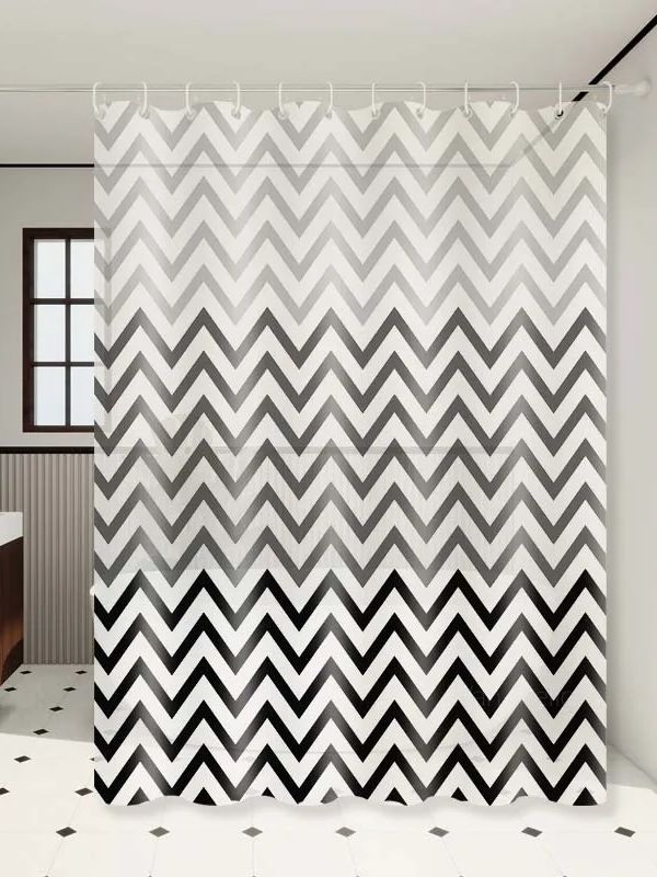 

Simple Black and White Wave Pattern Bathroom Partition Curtain Bathroom Shower Curtain 120*180cm