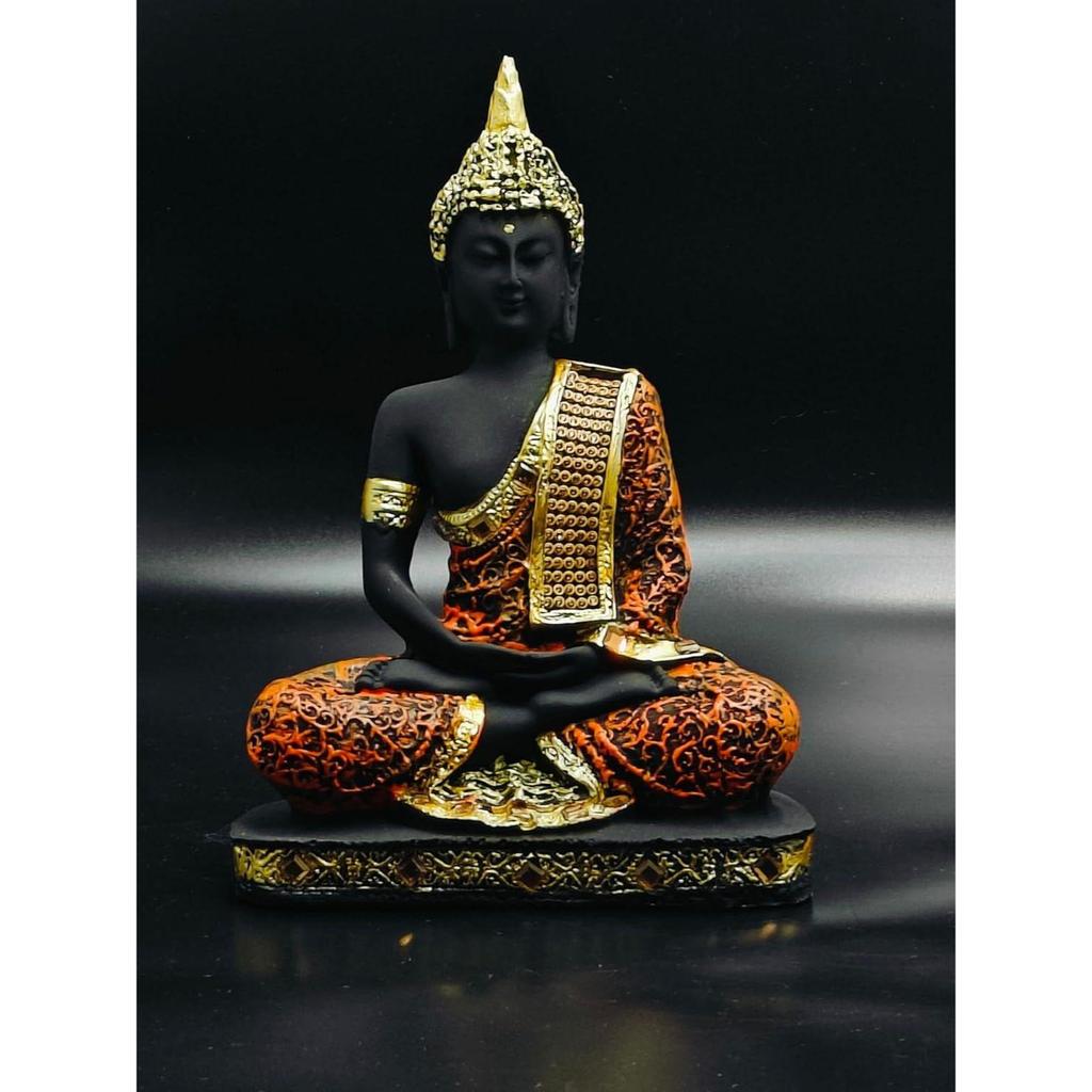 Polyresinová socha sedícího idolu Buddhy Předváděcí kus pro dekoraci domova Dárkové předměty 1 obr. (BLK růžová), Náboženský