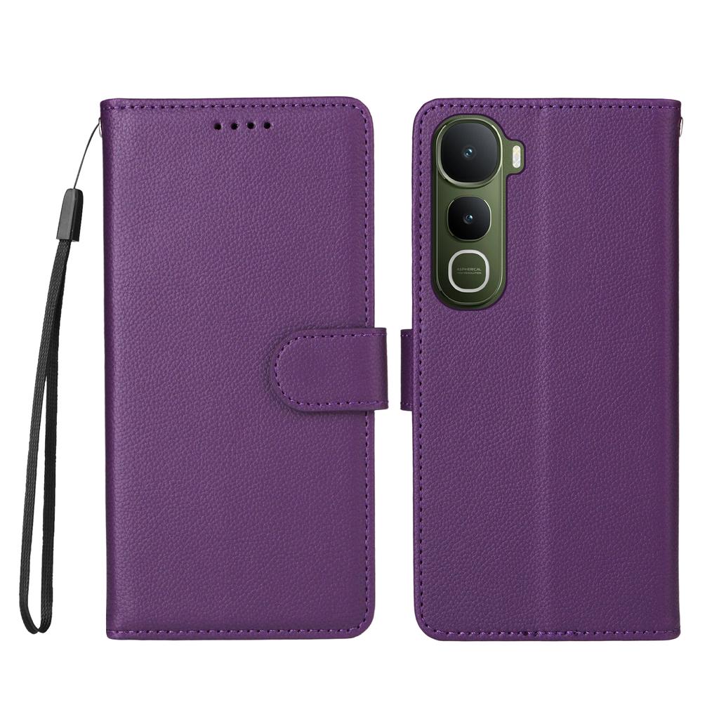 For Vivo Y400 5G Case RFID Blocking 3 Card Slots PU Leather Phone Cover with Wrist Strap