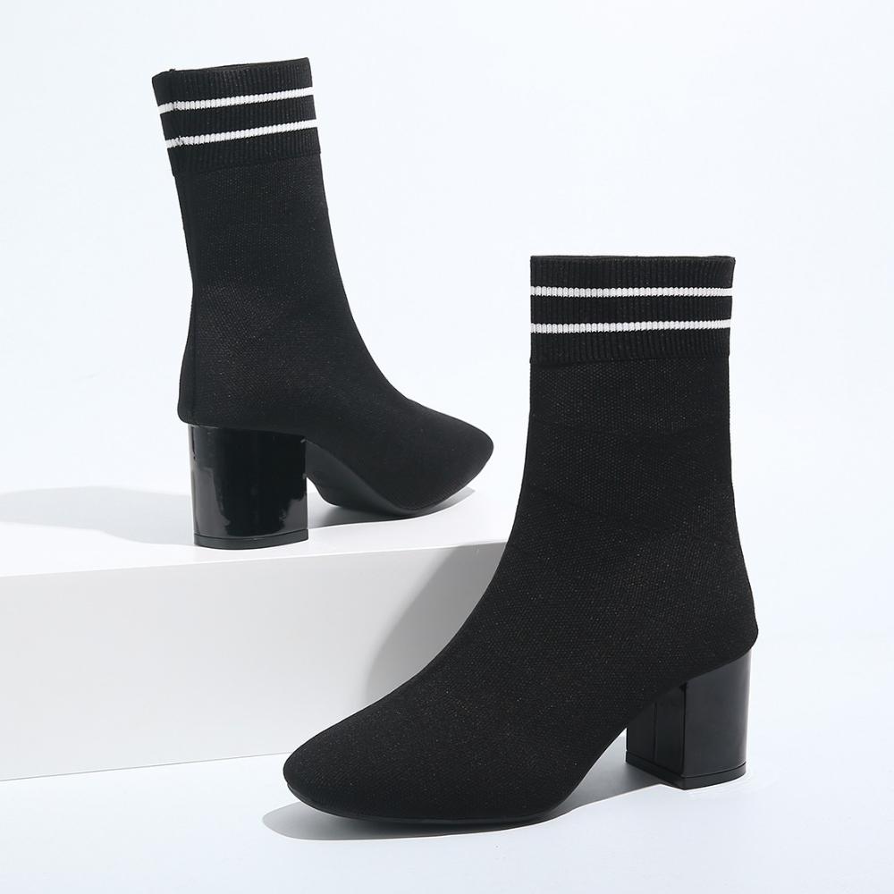 Fashion New Round Toe Sexy Cloth Mid-tube Boots for Winter Comfortable Elegant Large Size Walking Boots for Women