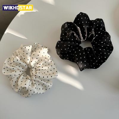 2Pcs Elegant Hair Scrunchies Women Minimalist Simulation Silk Hair Ties Wave Point Elastic Hair Loop Ponytail Hair Accessories