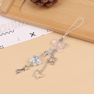 Y2K Cute Butterfly Star Phone Chain Anti-loss Charm Strap Keychain Lanyard Pendant INS Bag Camera Decoration